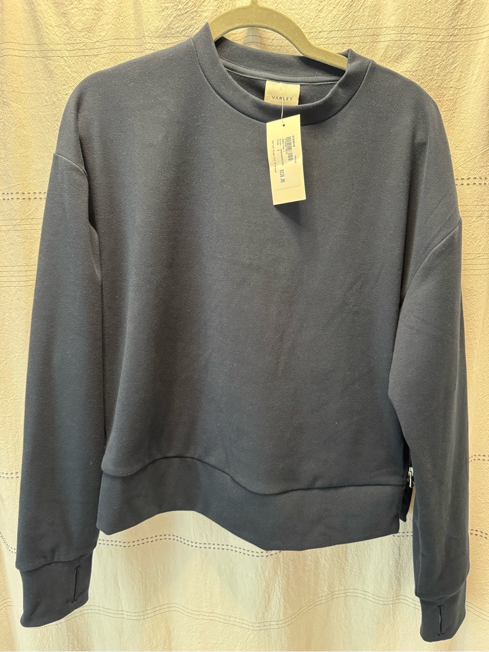 Varley Horton side zip mid layer navy